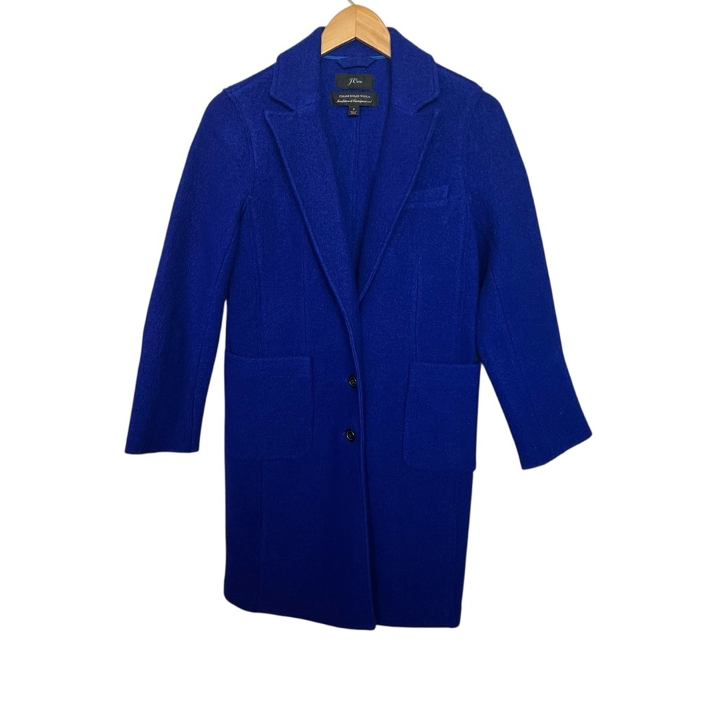 J. Crew Daphne Italian Boiled Wool Blue Top Pea Coat Size 2
